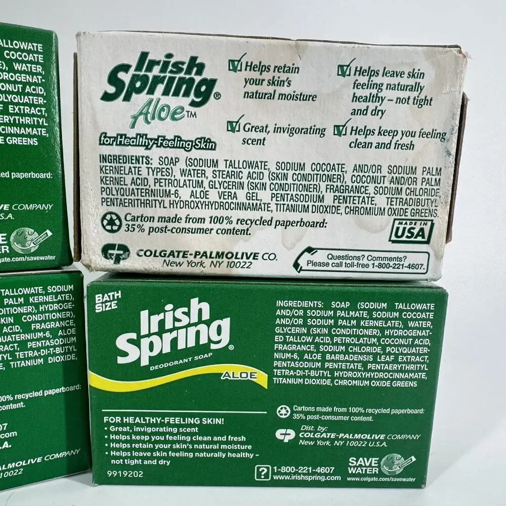 Irish Spring Aloe Deodorant Soap Bath Size 4pc No flax seed Discontinued